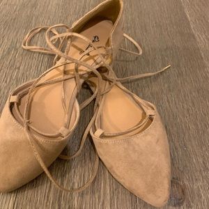 Lace up pointed toe flats